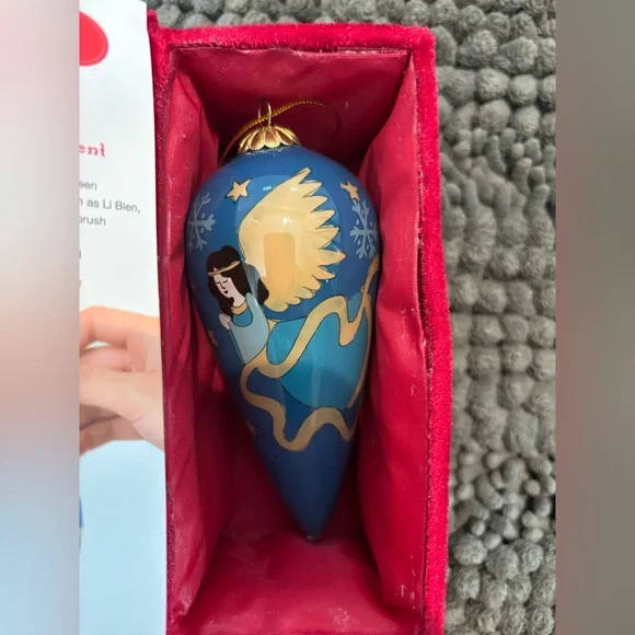 St. Nicholas Square Hand Painted Blown Glass Angel Ornament - Picture 6 of 6